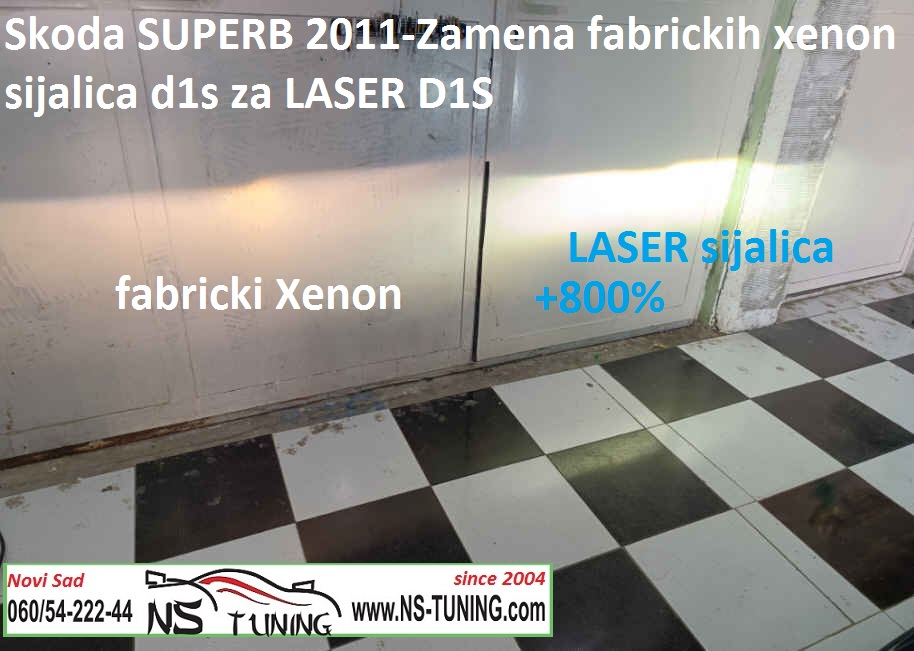 skoda superb 2011 ugradnja zamena sijalica d1s laser led umesto xenon novi sad servis farova